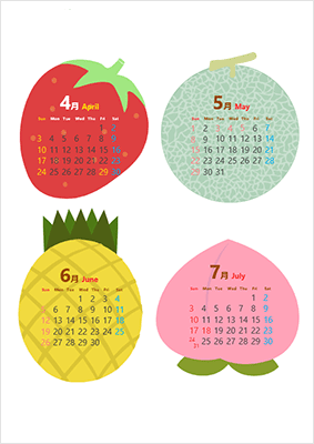フルーツイラスト カレンダー１
