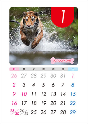 A3カレンダーも写真を入れるタイプの他、文字のみのシンプルタイプがあります。